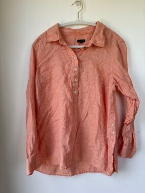 Talbots Coral Button-Down Linen Shirt